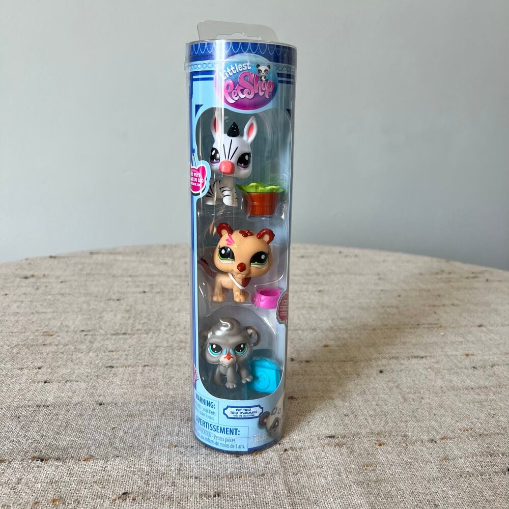Littlest Pet Shop Pet Trio ZooPets Mini Figure Zebra, Lion, Silver Monkey